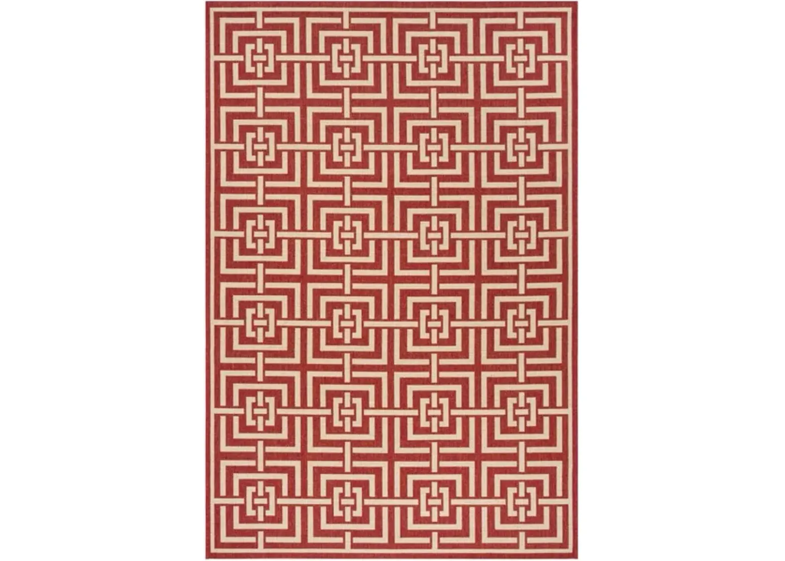 LINDEN 128 Collection LND128Q-5 Red / Creme 5'-3" X 7'-6"