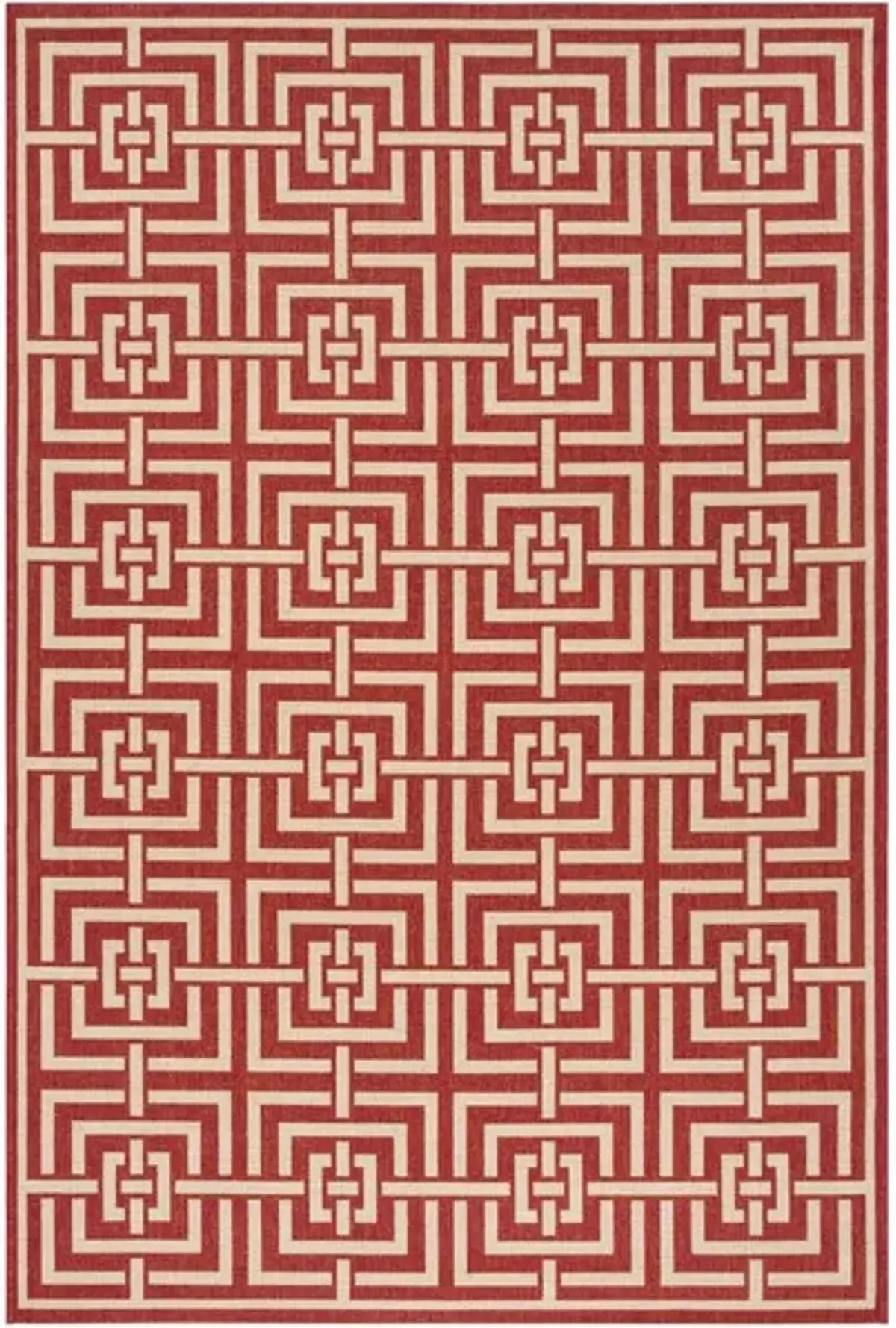 LINDEN 128 Collection LND128Q-5 Red / Creme 5'-3" X 7'-6"