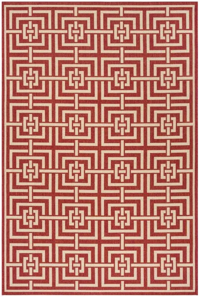 LINDEN 128 Collection LND128Q-5 Red / Creme 5'-3" X 7'-6"