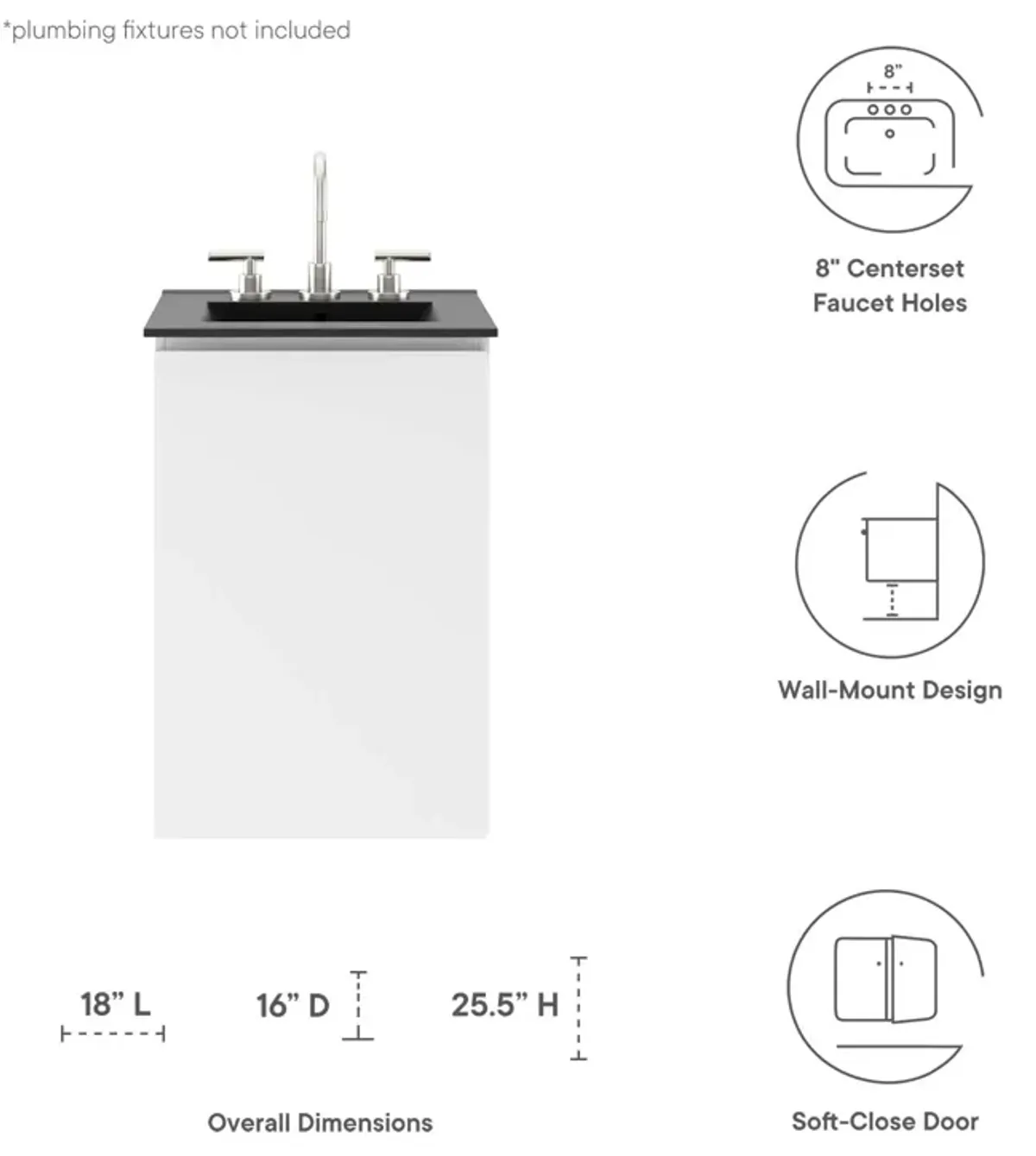 Bryn 18" Wall-Mount Bathroom Vanity