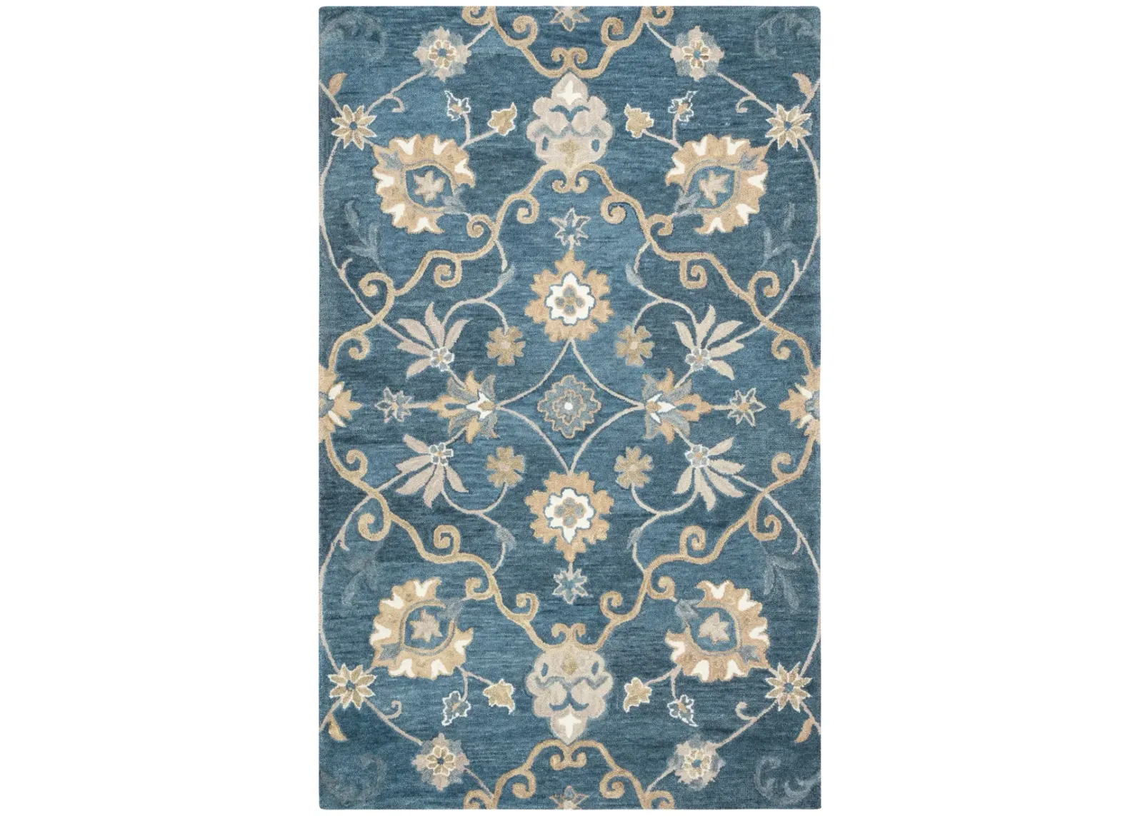 Leone Blue Traditional Motifs  Wool 5' x 8' Rectangle Rug