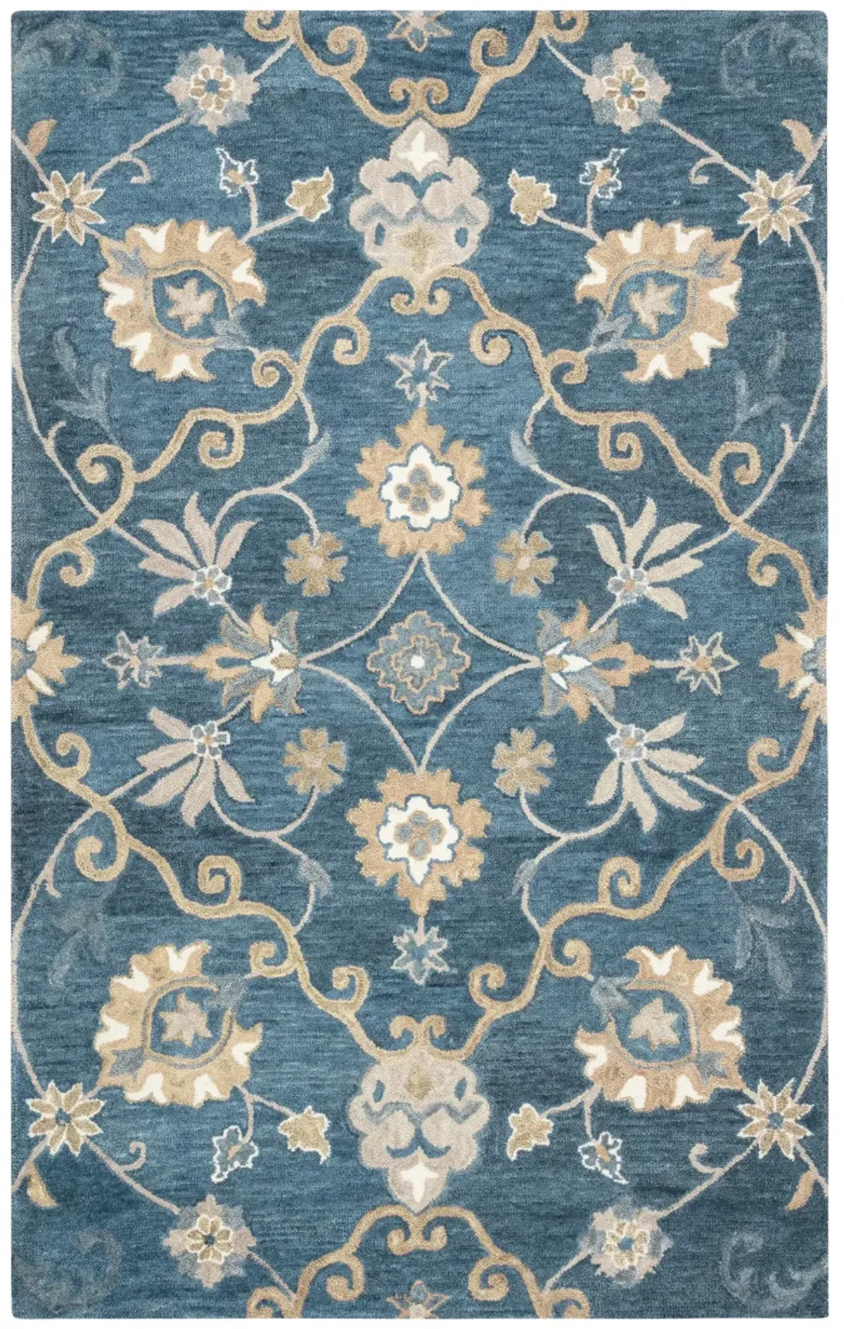 Leone Blue Traditional Motifs  Wool 5' x 8' Rectangle Rug