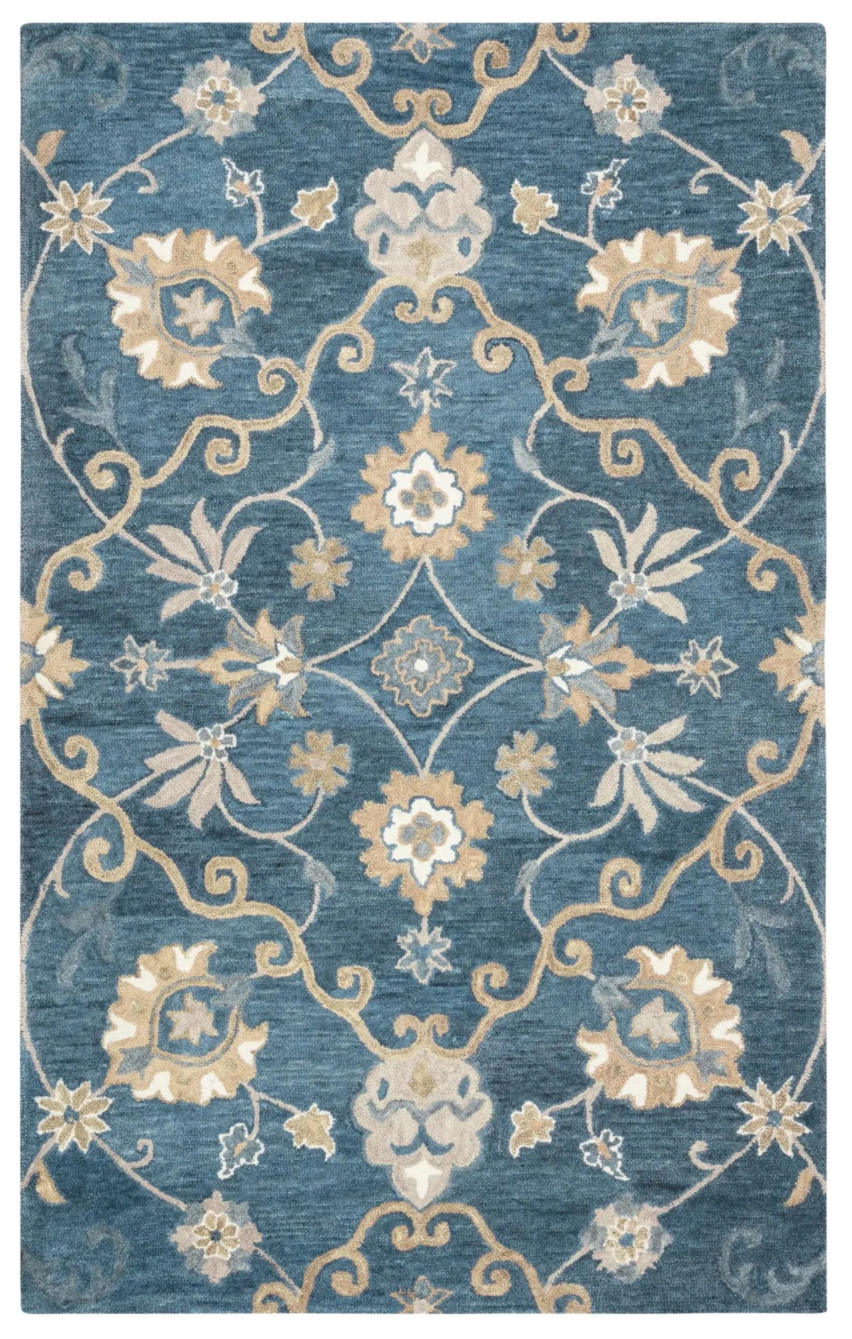 Leone Blue Traditional Motifs  Wool 5' x 8' Rectangle Rug