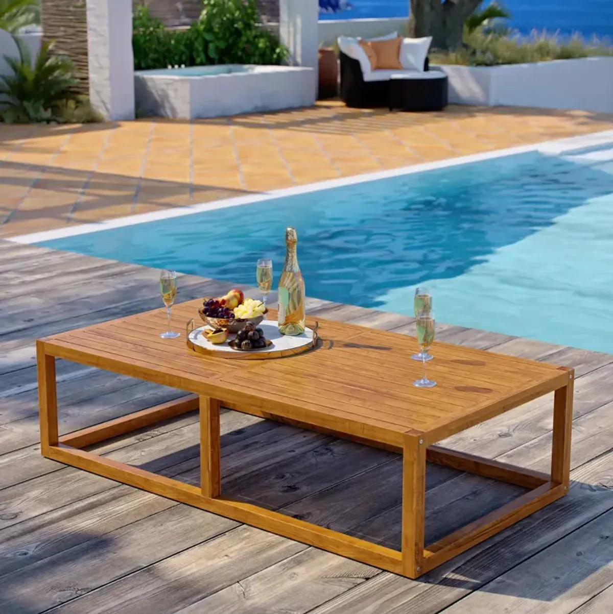 Newbury Outdoor Patio Premium Grade A Teak Wood Coffee Table