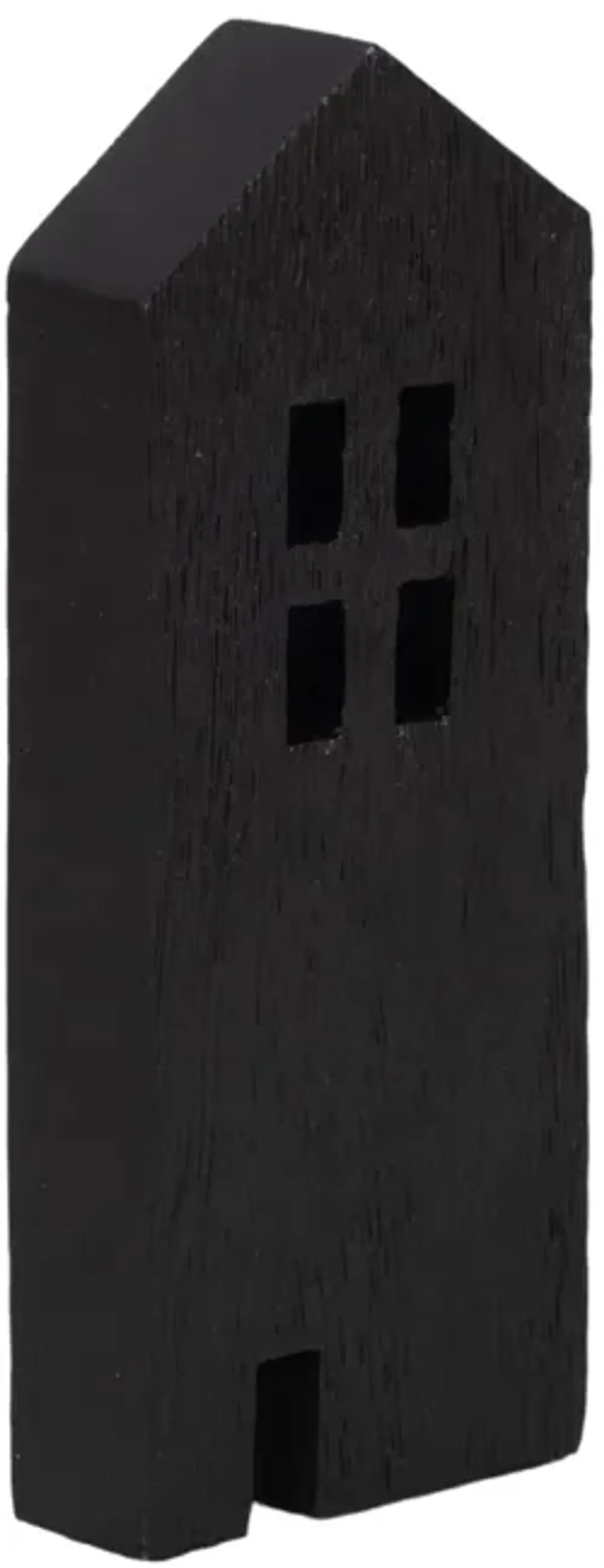 8" Wood House Decor, Black