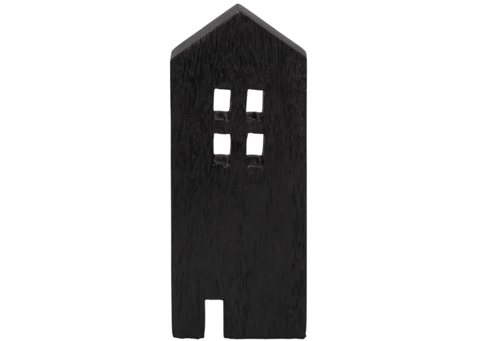 8" Wood House Decor, Black