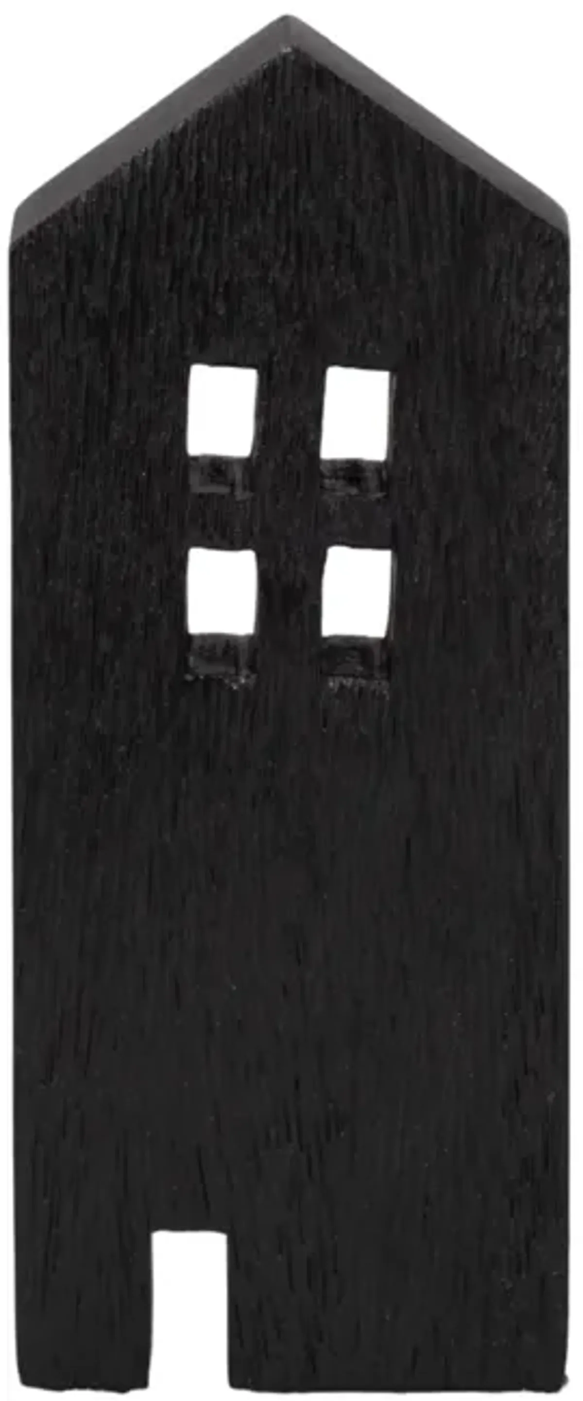 8" Wood House Decor, Black