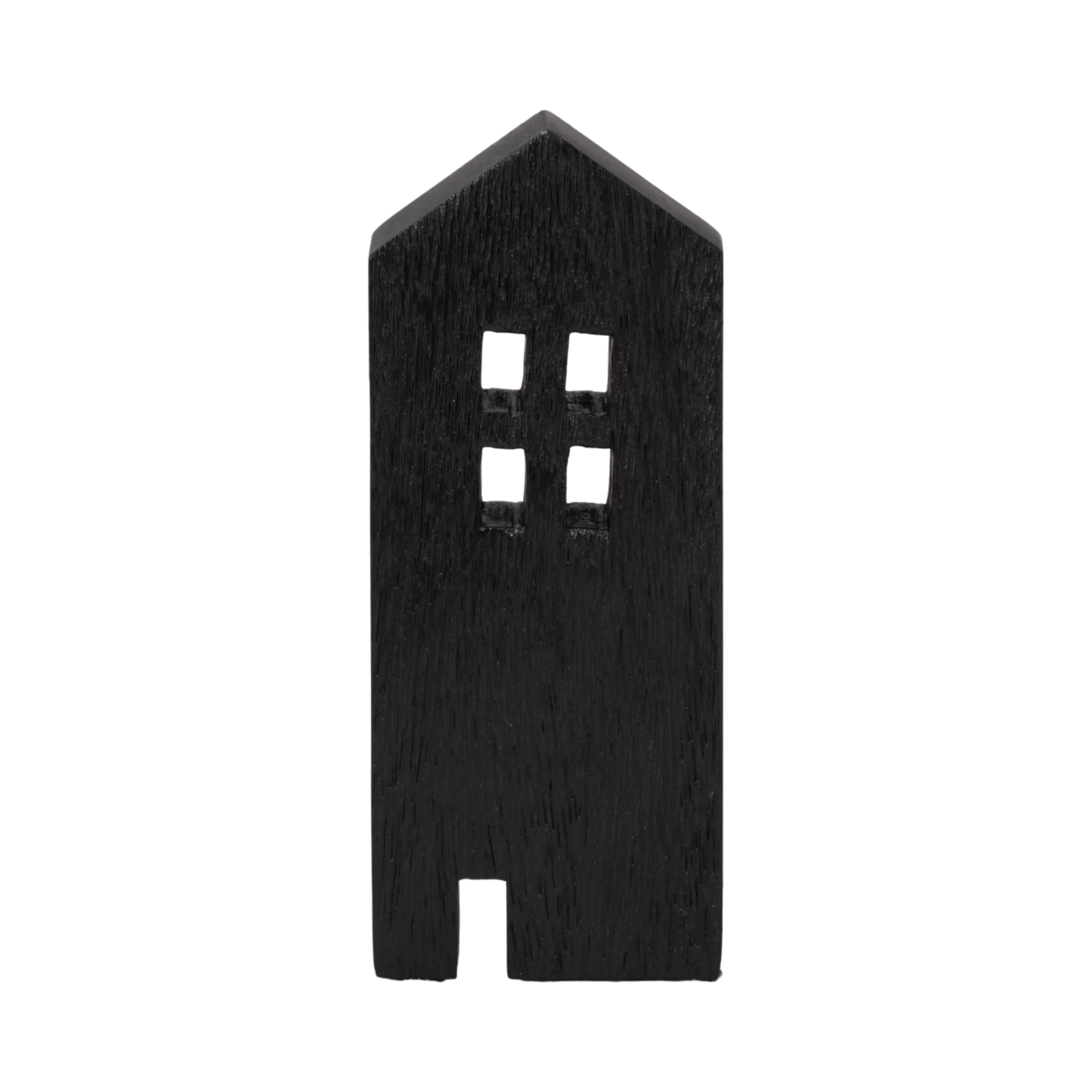 8" Wood House Decor, Black