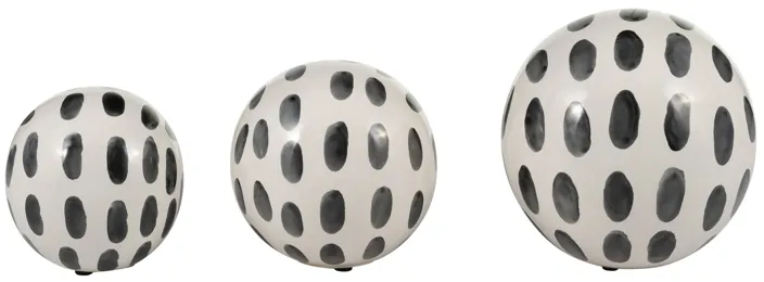 Cer, S/3 4/5/6" Spotted Orbs, Blk/wht