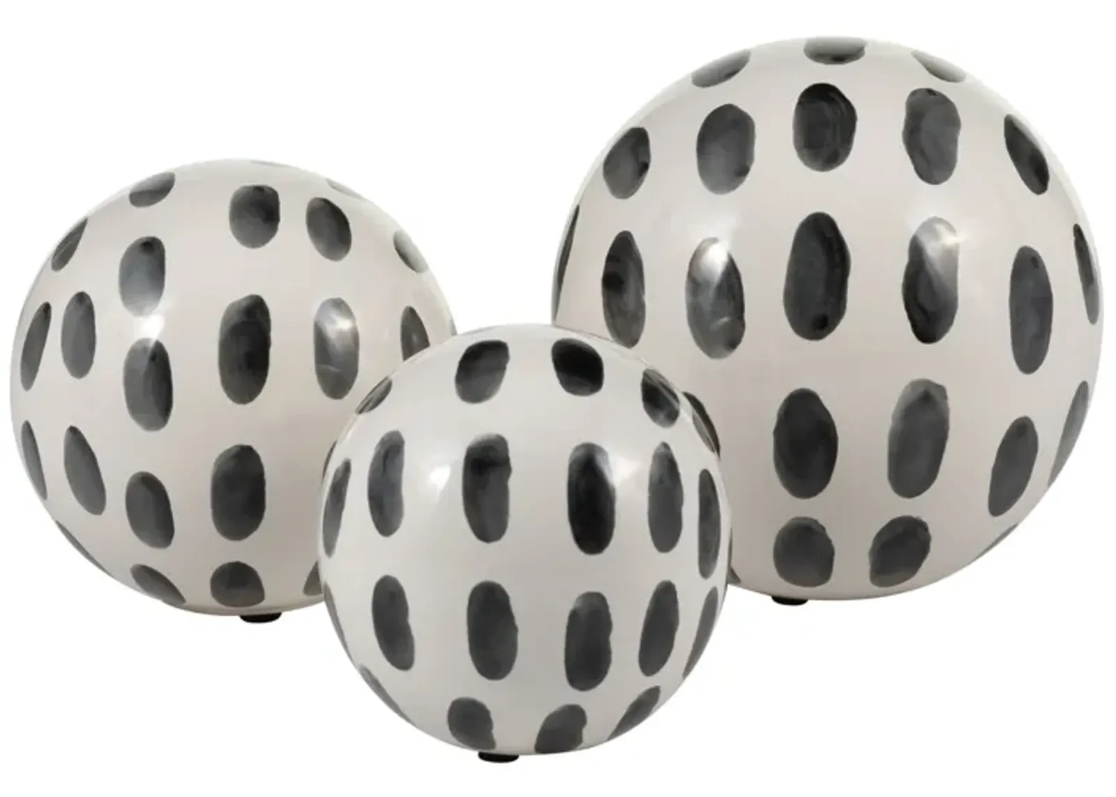 Cer, S/3 4/5/6" Spotted Orbs, Blk/wht