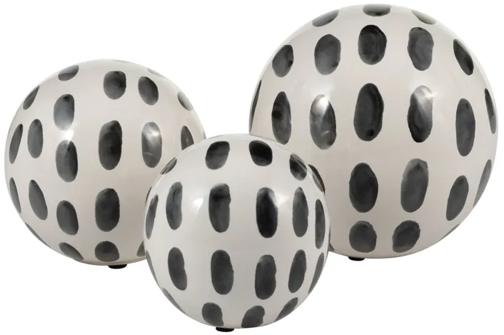 Cer, S/3 4/5/6" Spotted Orbs, Blk/wht