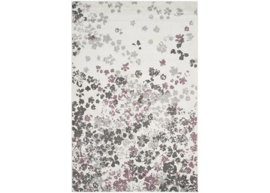 Adirondack Contemporary Ivory / Purple 3' X 5' Powerloomed Rug