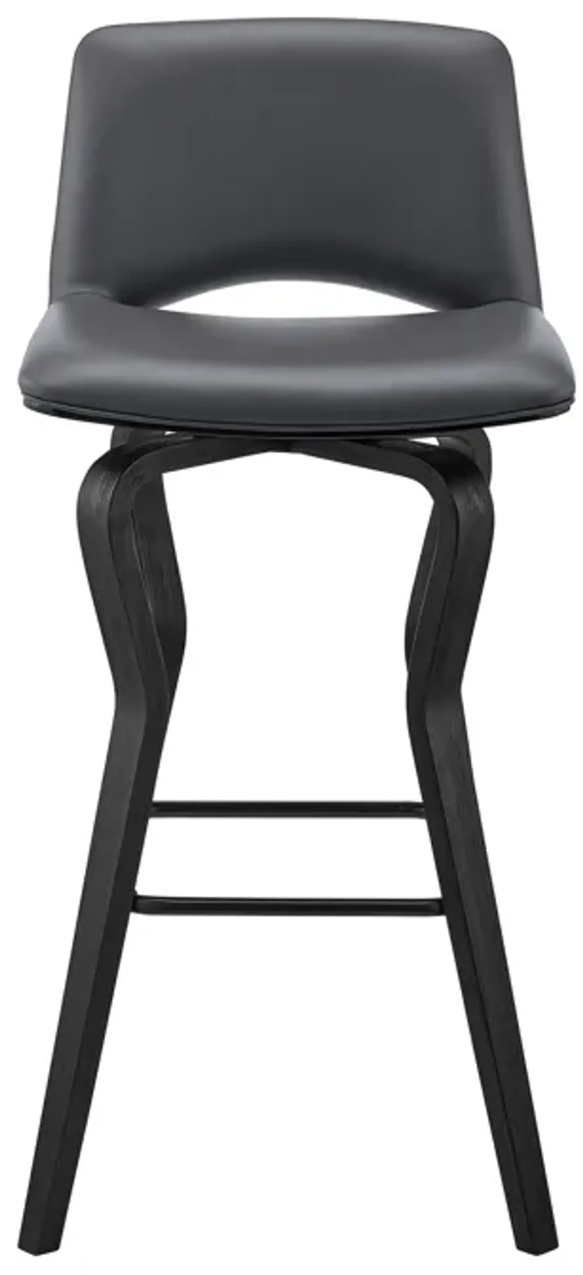 Gerty 26" Swivel Grey Faux Leather and Black Wood Bar Stool