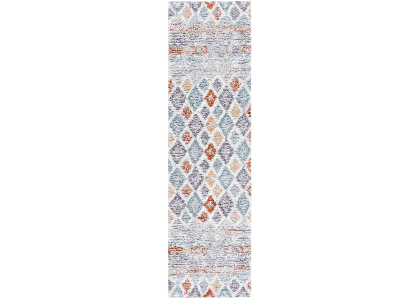 BERBER SHAG 585 BLUE RUST  2'-3' x 12' Runner Rug