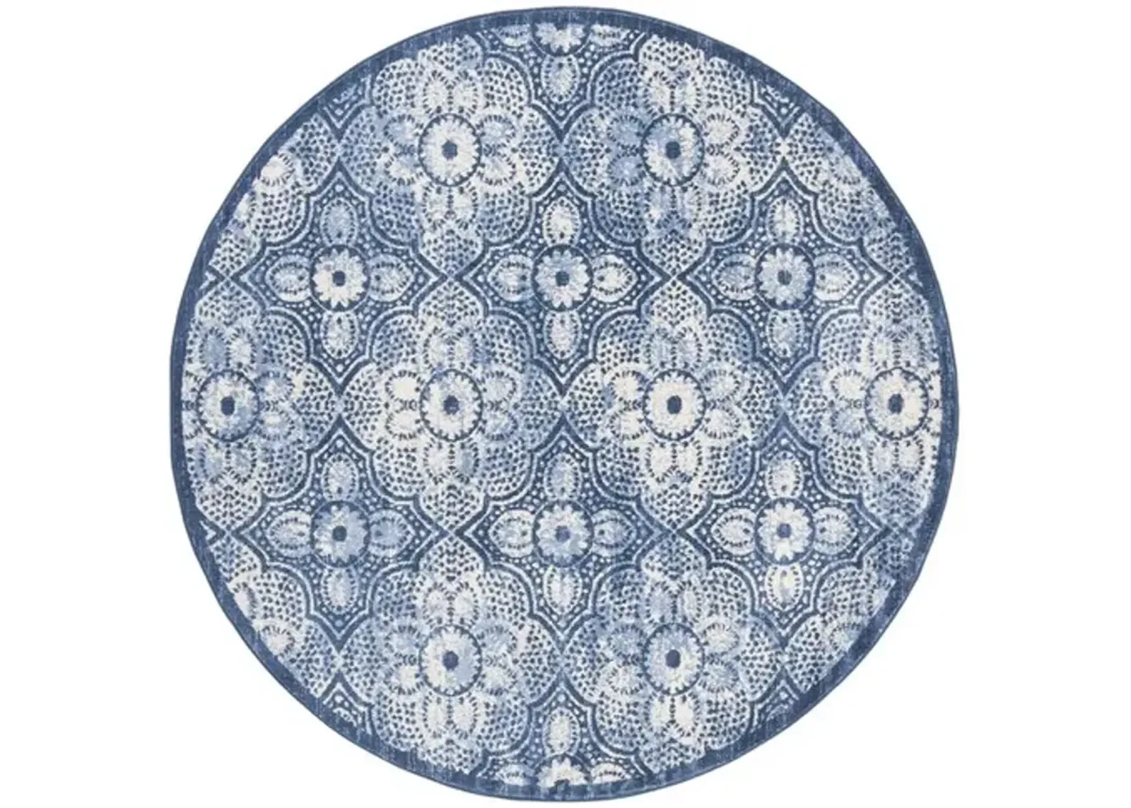 Brentwood 862 Navy / Creme 6'-7" X 6'-7" Round Round Powerloomed Rug