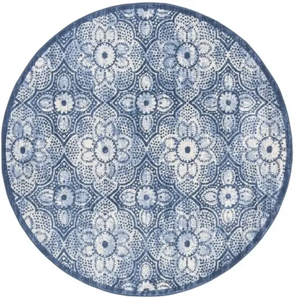 Brentwood 862 Navy / Creme 6'-7" X 6'-7" Round Round Powerloomed Rug