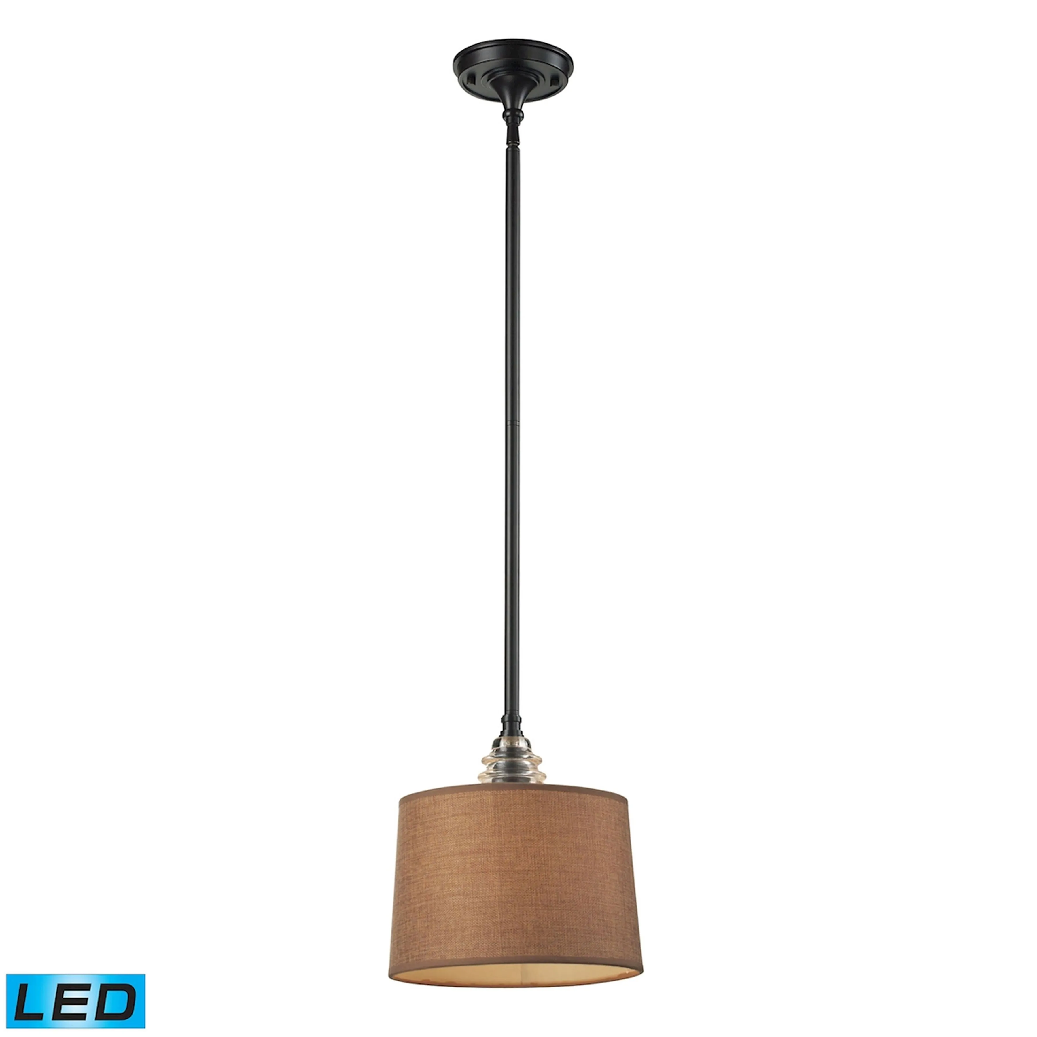 Insulator Glass 1-Light Pendant in Oiled Bronze - Includes LED Bulb