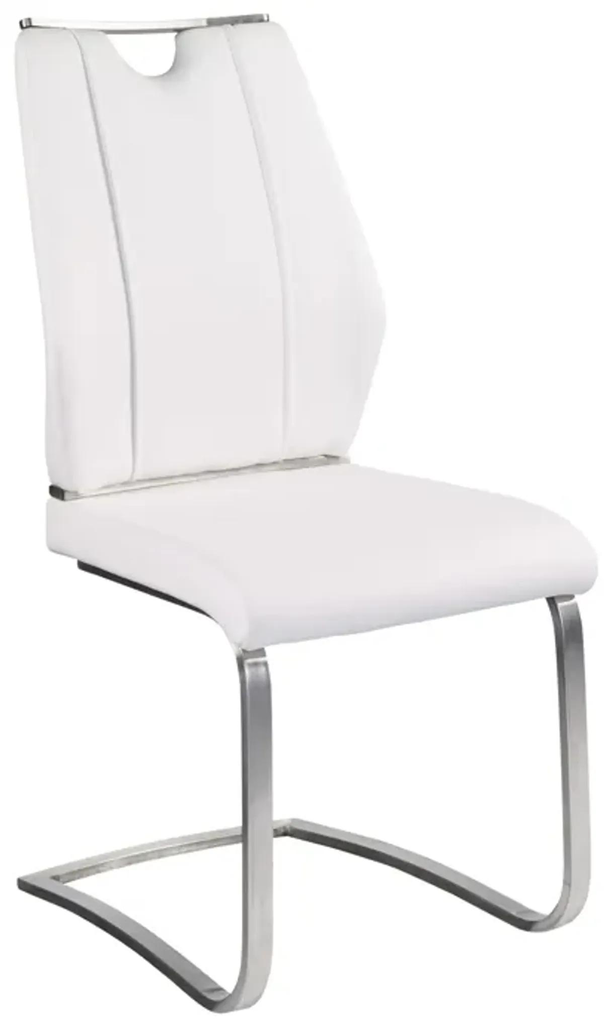 Lexington Side Chair in White and Brushed Stainless Steel - Set of 2