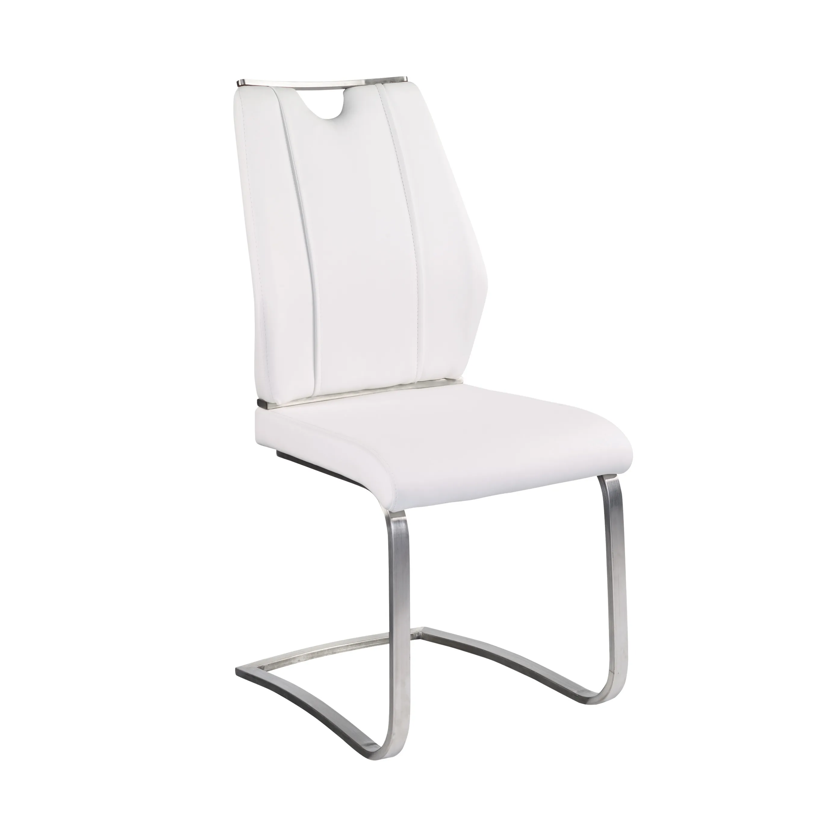 Lexington Side Chair in White and Brushed Stainless Steel - Set of 2