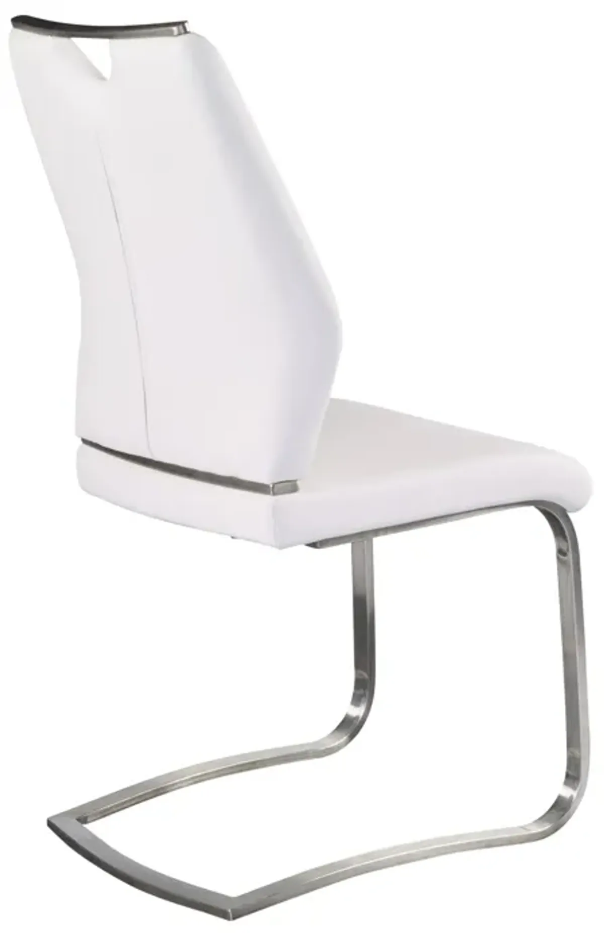 Lexington Side Chair in White and Brushed Stainless Steel - Set of 2