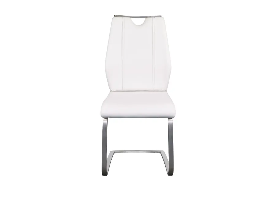 Lexington Side Chair in White and Brushed Stainless Steel - Set of 2