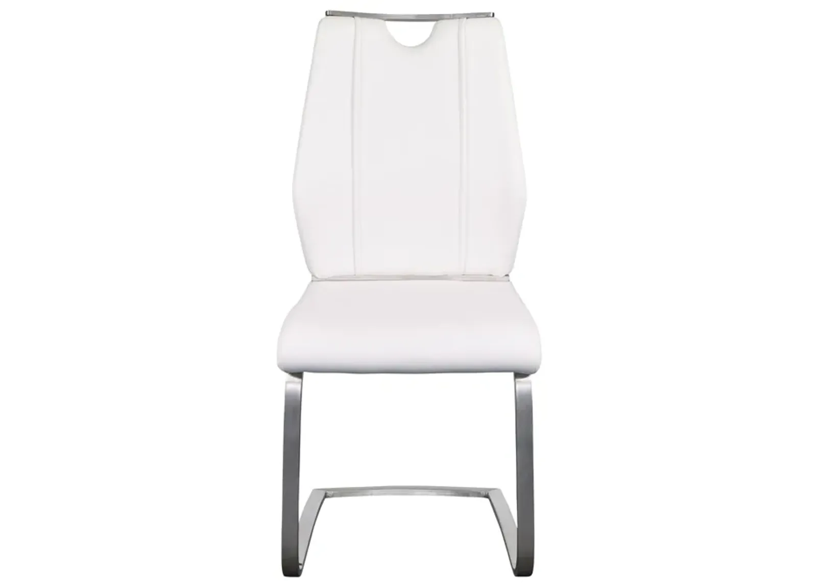 Lexington Side Chair in White and Brushed Stainless Steel - Set of 2