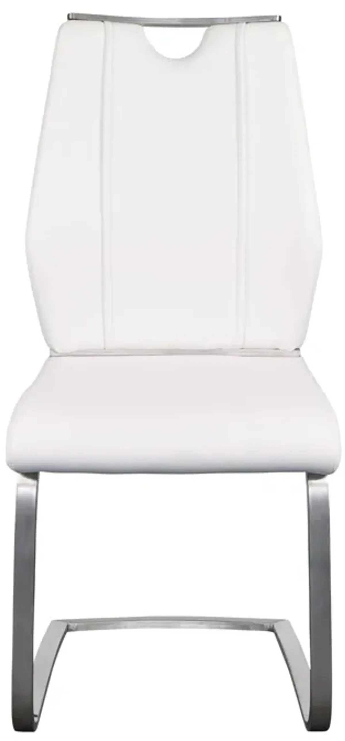 Lexington Side Chair in White and Brushed Stainless Steel - Set of 2