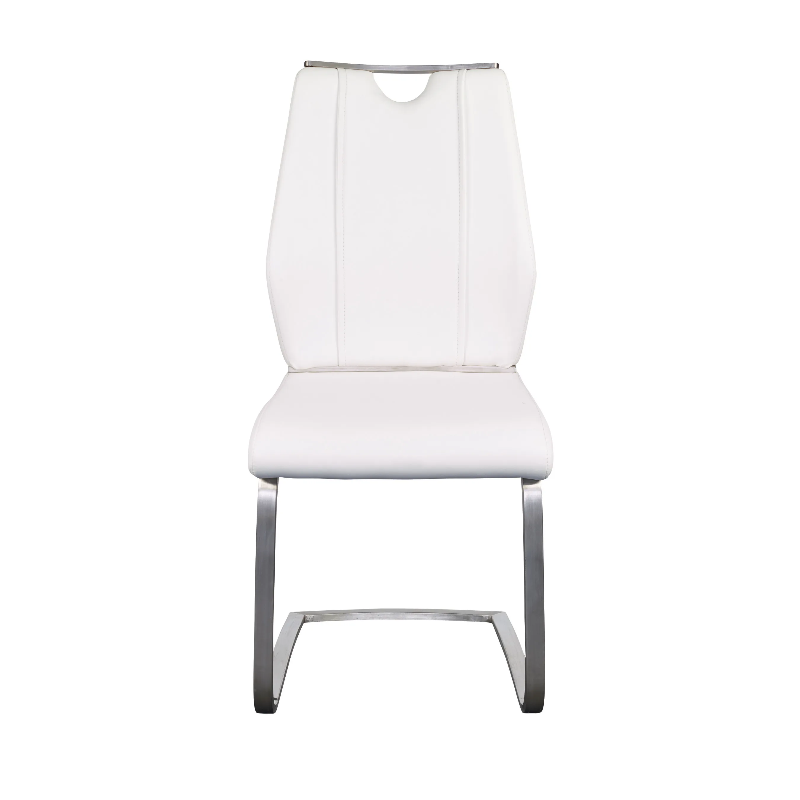 Lexington Side Chair in White and Brushed Stainless Steel - Set of 2