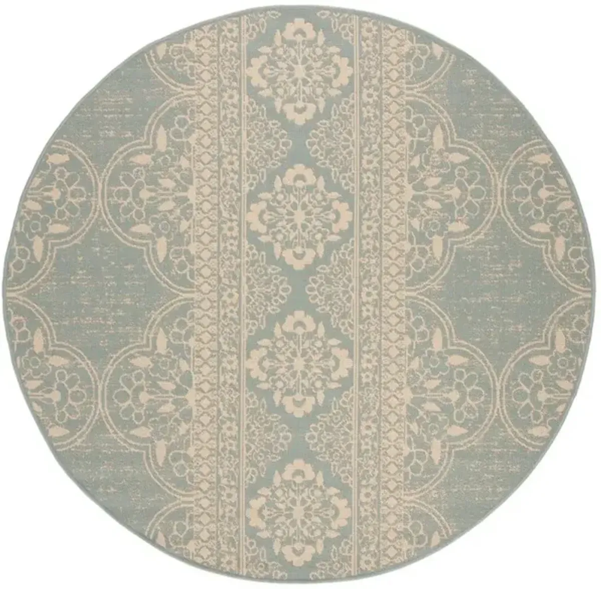 LINDEN 174 Collection LND174L-6R Cream / Aqua 6'-7" X 6'-7" Round