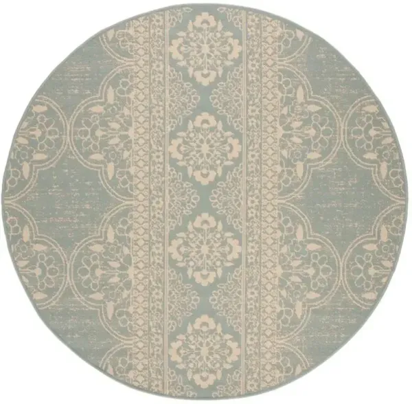 LINDEN 174 Collection LND174L-6R Cream / Aqua 6'-7" X 6'-7" Round