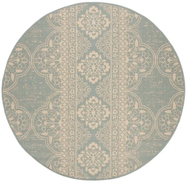 LINDEN 174 Collection LND174L-6R Cream / Aqua 6'-7" X 6'-7" Round