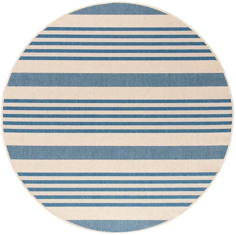 Safavieh BEACH HOUSE Collection BHS222M-7R Beige / Blue 6'-7" X 6'-7" Round