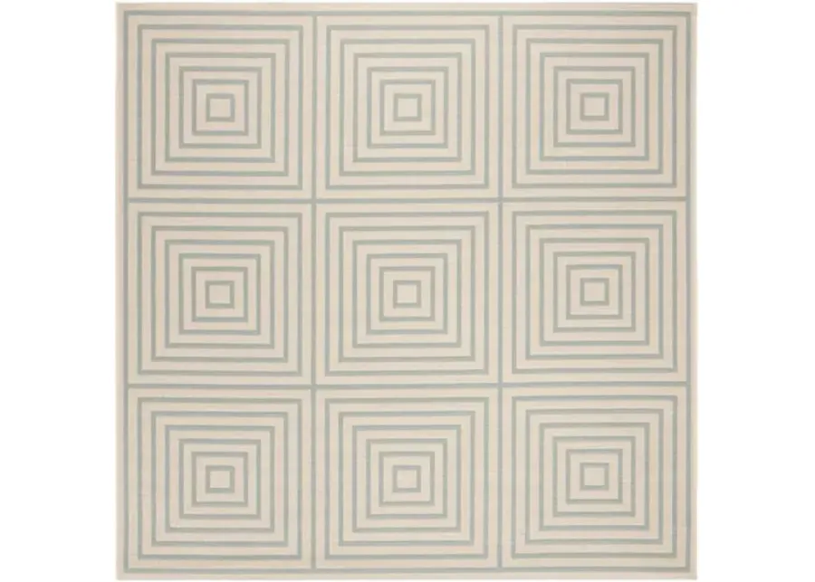 LINDEN 123 Collection LND123L-6SQ Cream / Aqua 6'-7" X 6'-7" Square