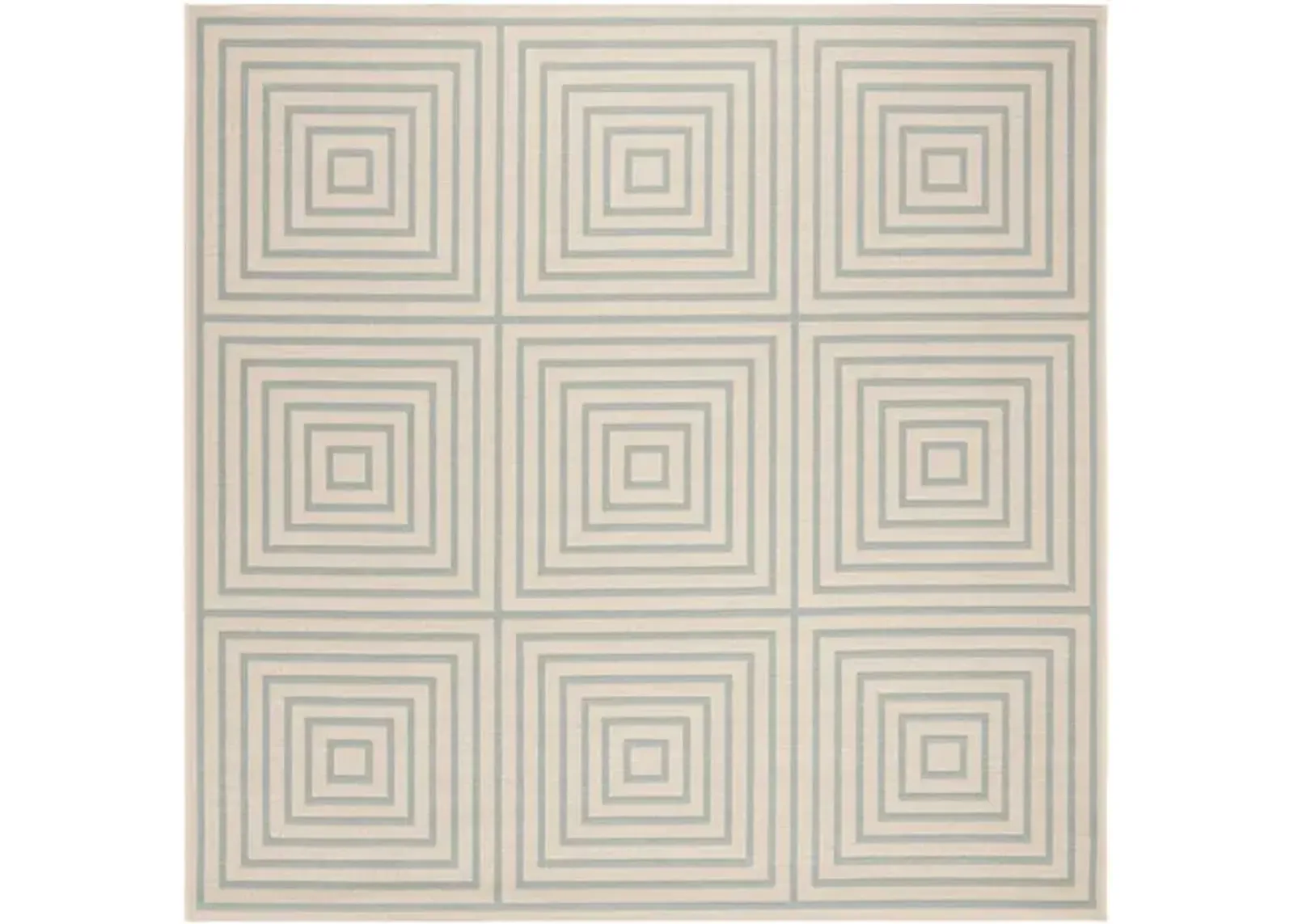 LINDEN 123 Collection LND123L-6SQ Cream / Aqua 6'-7" X 6'-7" Square