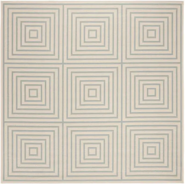 LINDEN 123 Collection LND123L-6SQ Cream / Aqua 6'-7" X 6'-7" Square