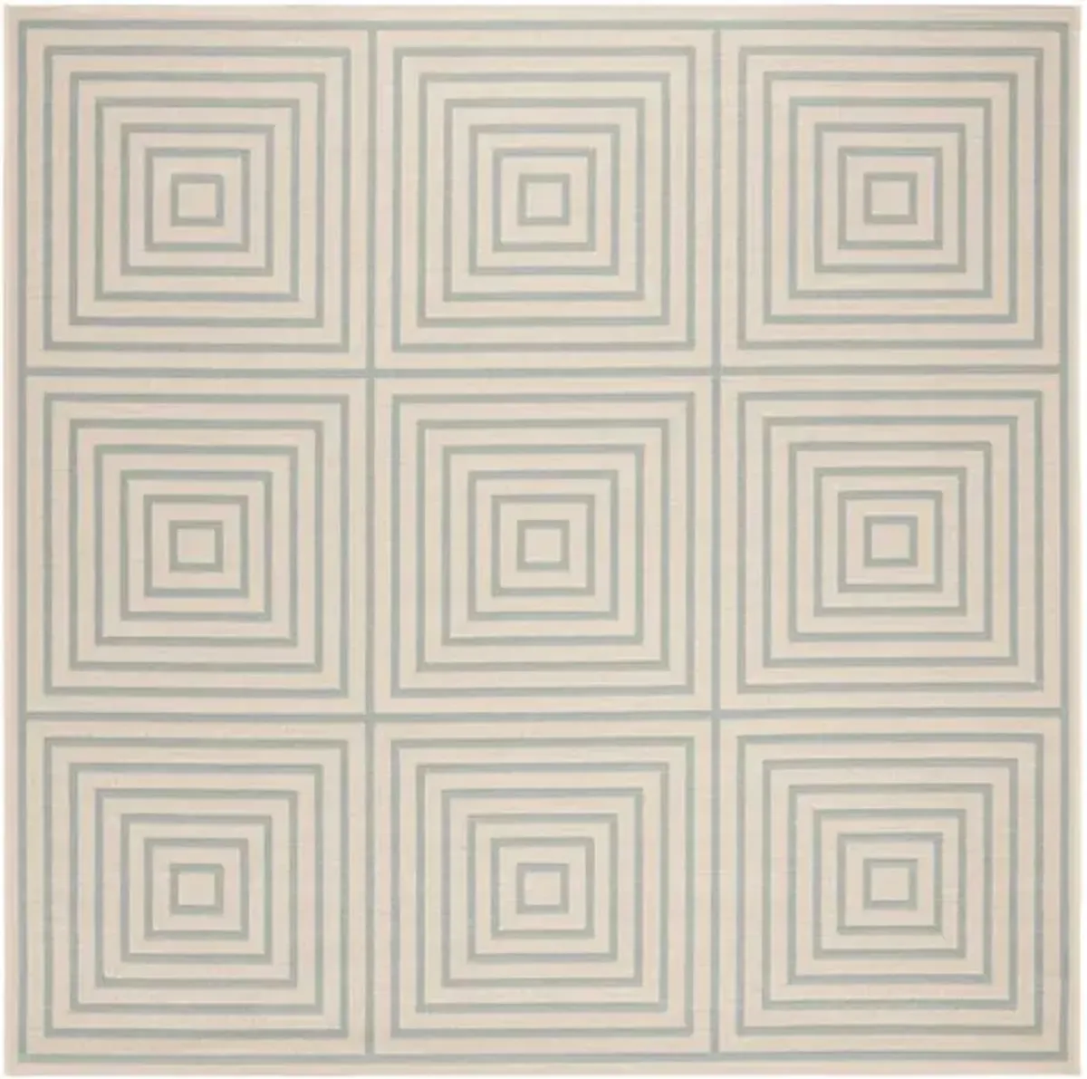 LINDEN 123 Collection LND123L-6SQ Cream / Aqua 6'-7" X 6'-7" Square