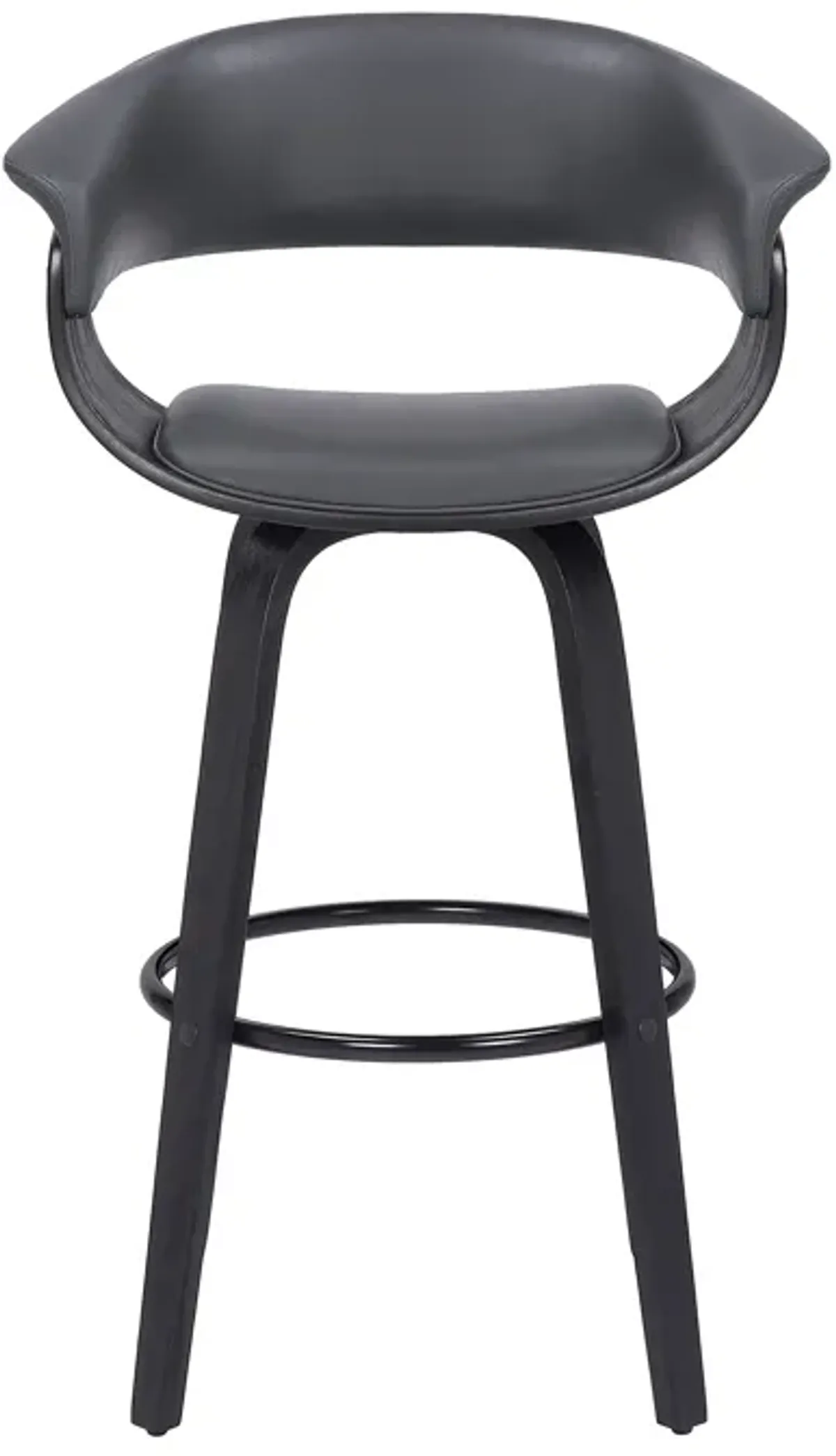 Julyssa 26" Counter Height Swivel Grey Faux Leather and Black Wood Bar Stool