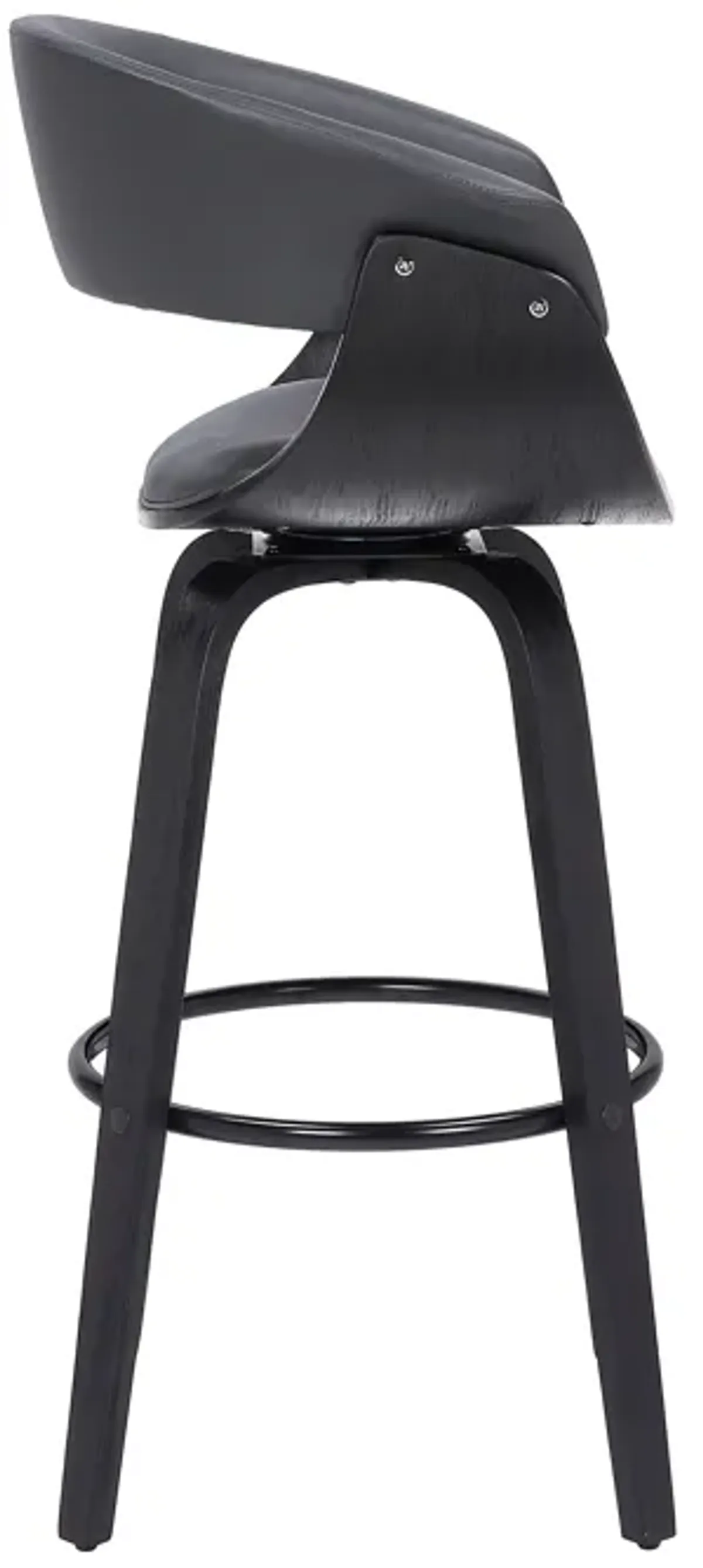 Julyssa 26" Counter Height Swivel Grey Faux Leather and Black Wood Bar Stool