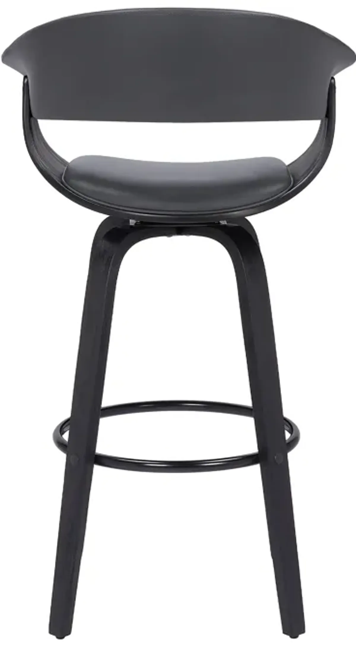 Julyssa 26" Counter Height Swivel Grey Faux Leather and Black Wood Bar Stool