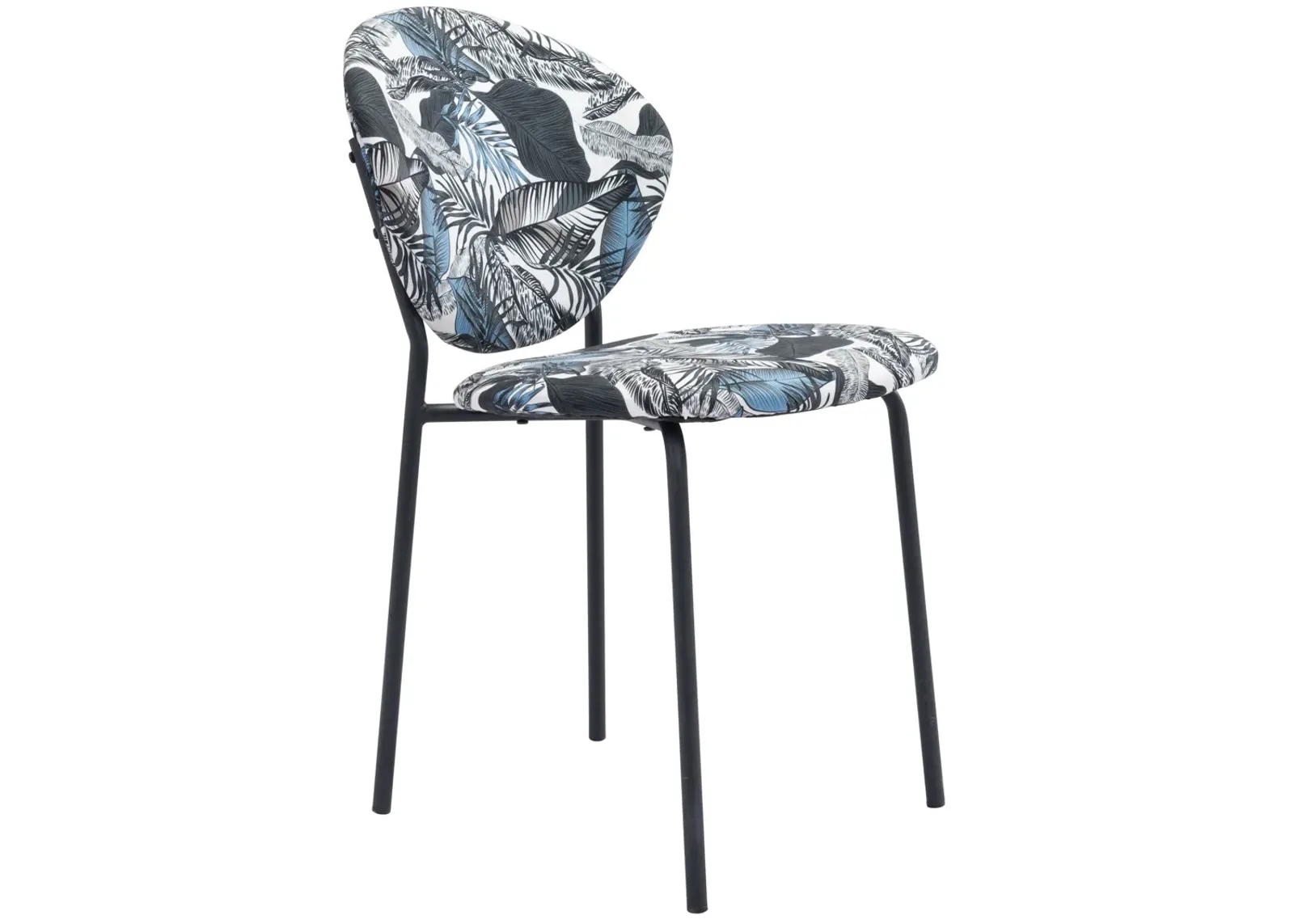 Clyde Dining Chair (Set of 2) Leaf Print & Black