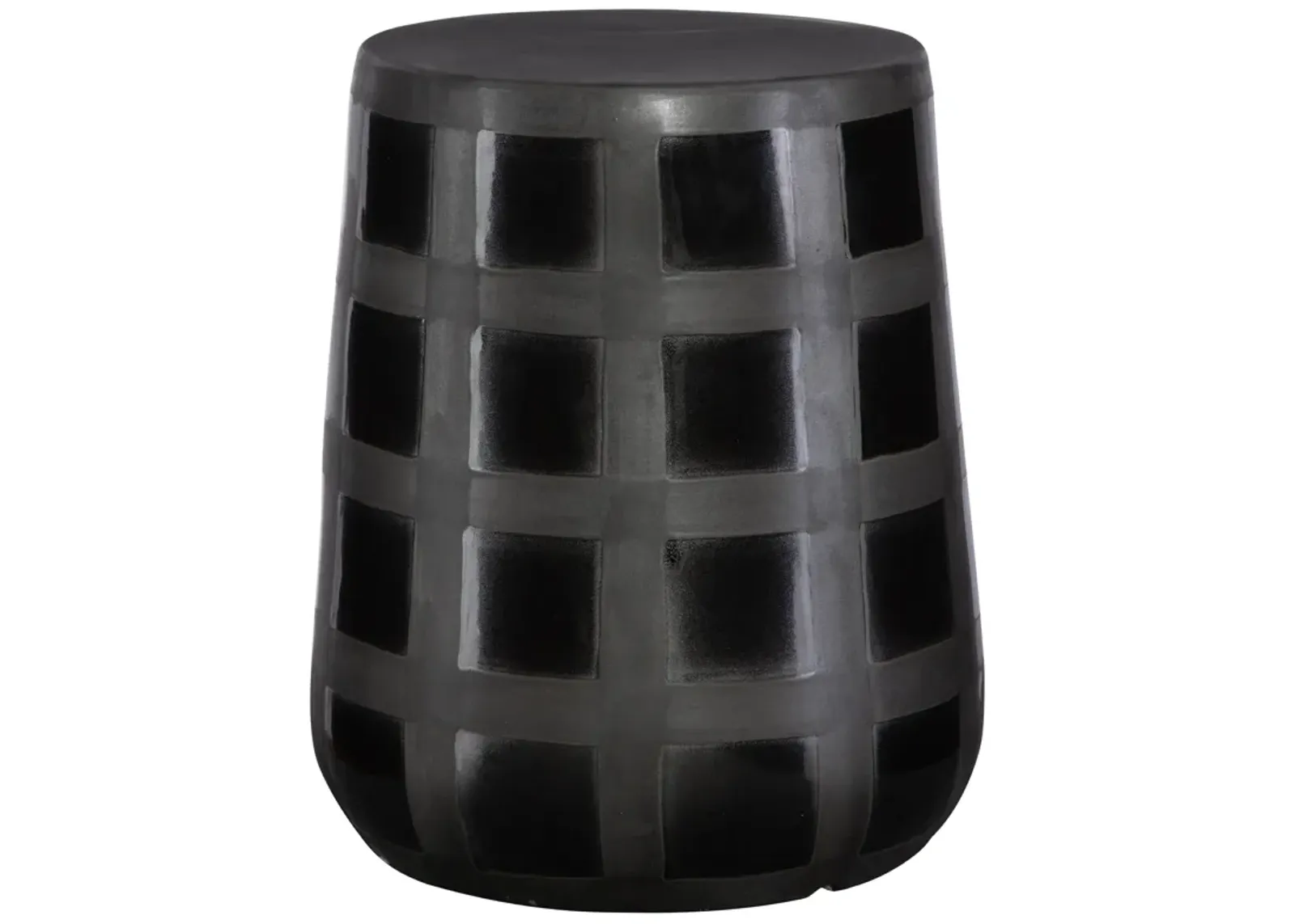 Patchwork Gridded Black Garden Stool