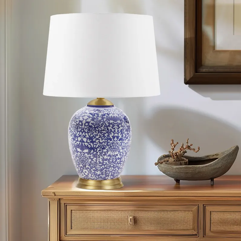 Blue Ceramic Ginger Jar Table Lamp