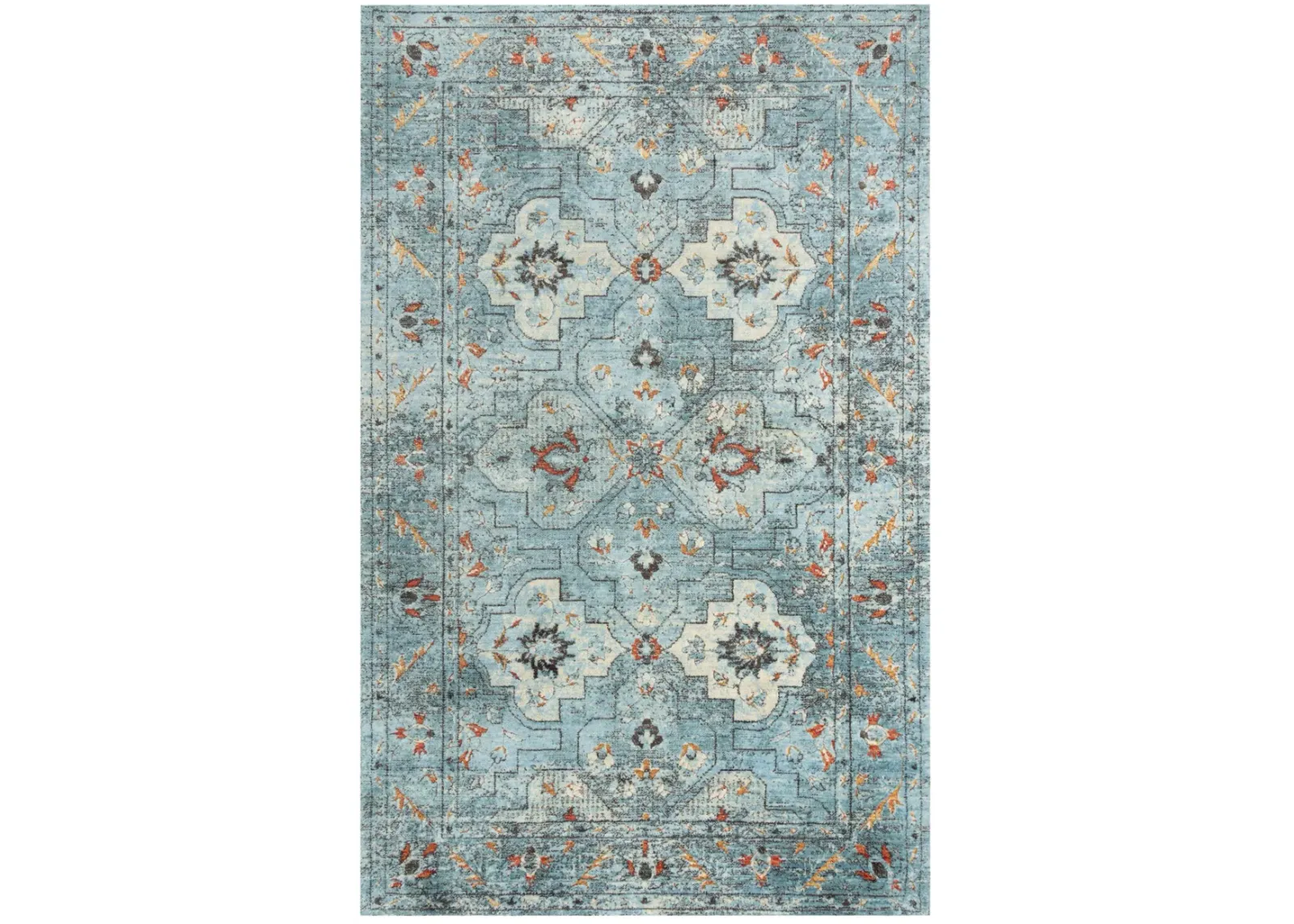 Premier Blue Distressed Classical NZ Wool/Tencel Blend 2' x 3'  Rectangle Rug