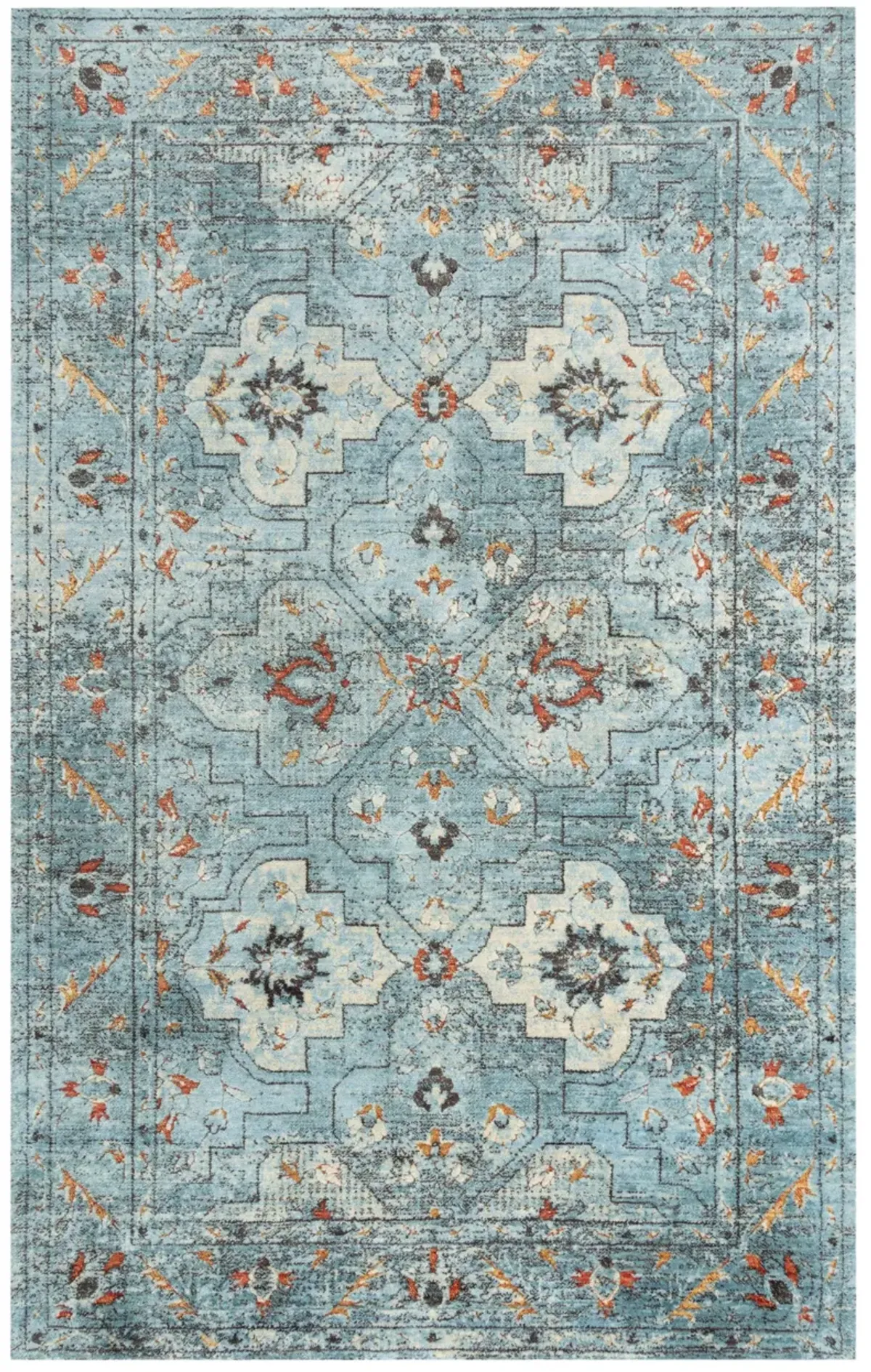 Premier Blue Distressed Classical NZ Wool/Tencel Blend 2' x 3'  Rectangle Rug