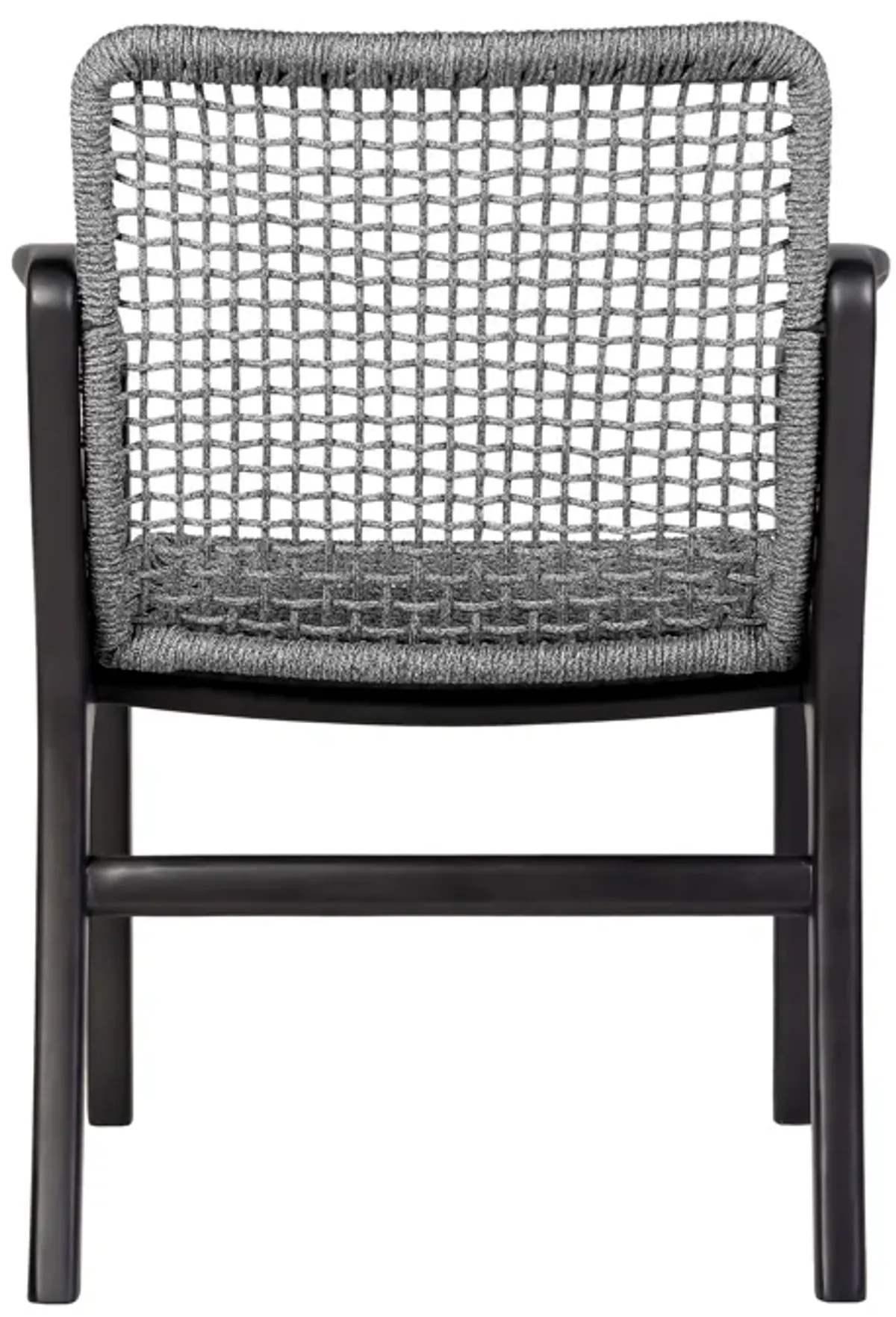 Beckham Outdoor Patio Dining Chair in Dark Eucalyptus Wood and Gray Rope