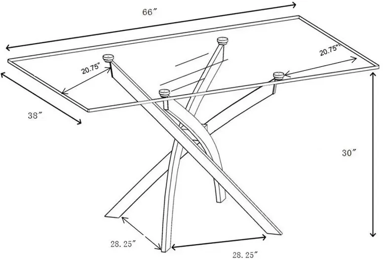 Carmelo X-shaped Dining Table Chrome and Clear