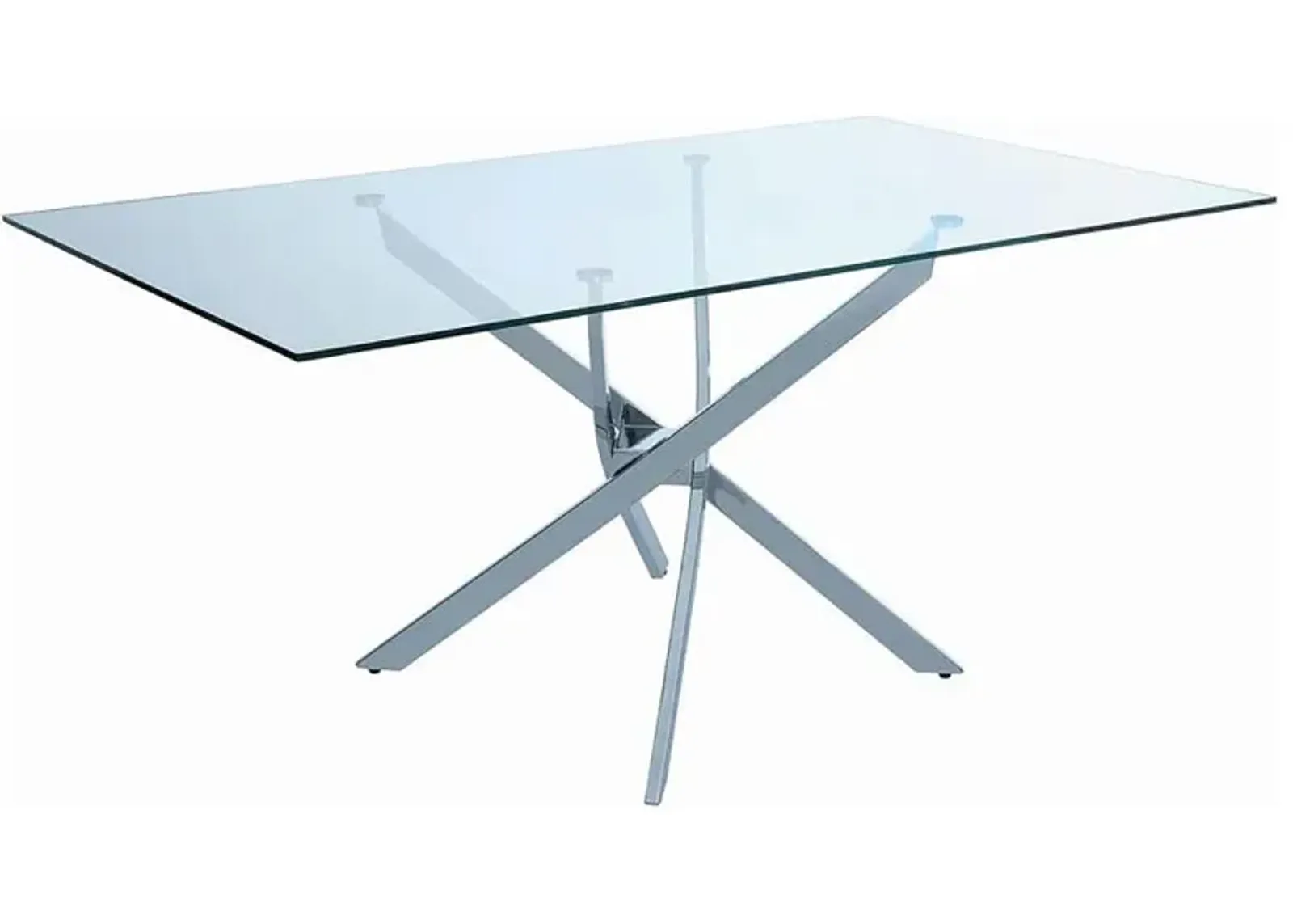 Carmelo X-shaped Dining Table Chrome and Clear