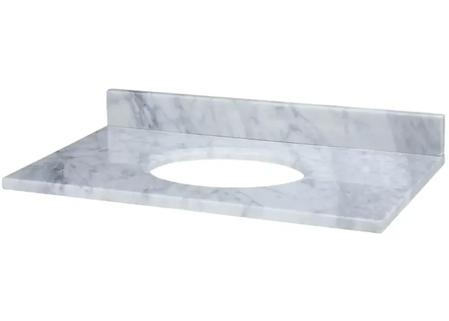 Stone Top - 37-inch for Oval Undermount Sink - White Carrara Marble