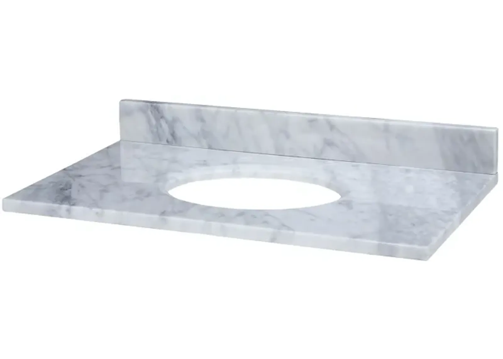 Stone Top - 37-inch for Oval Undermount Sink - White Carrara Marble