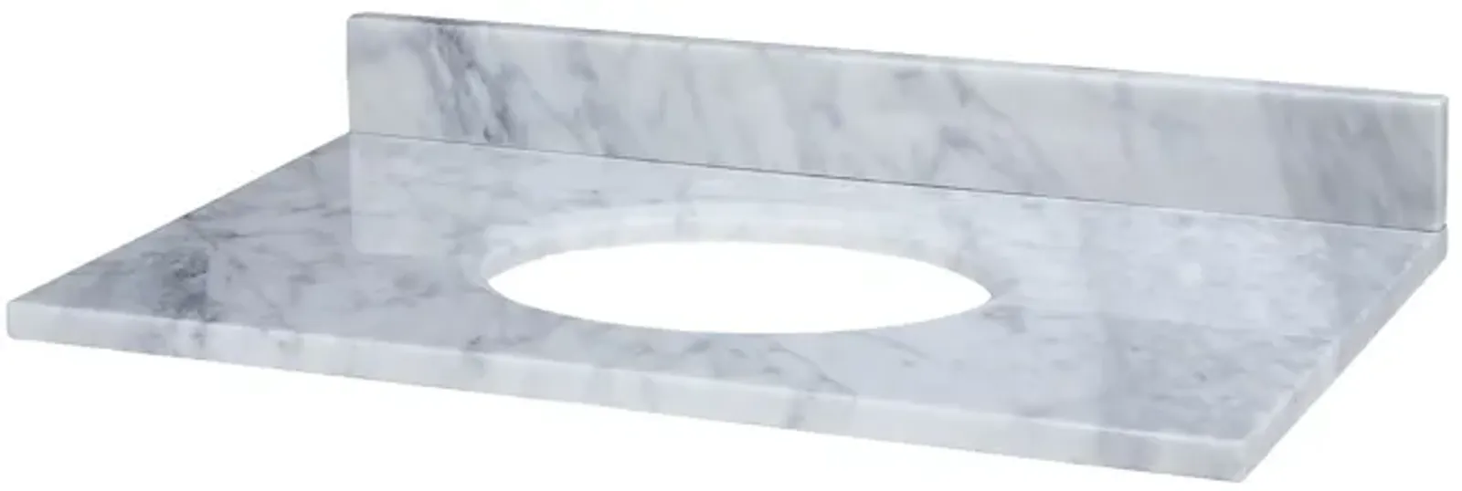 Stone Top - 37-inch for Oval Undermount Sink - White Carrara Marble